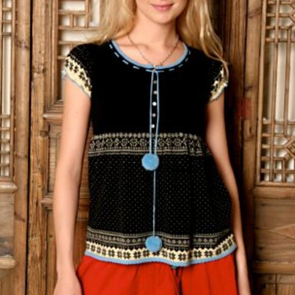 RARE 2000s Free People Birds Eye Babydoll Sweater ASO Alex Russo - Picture 3 of 16